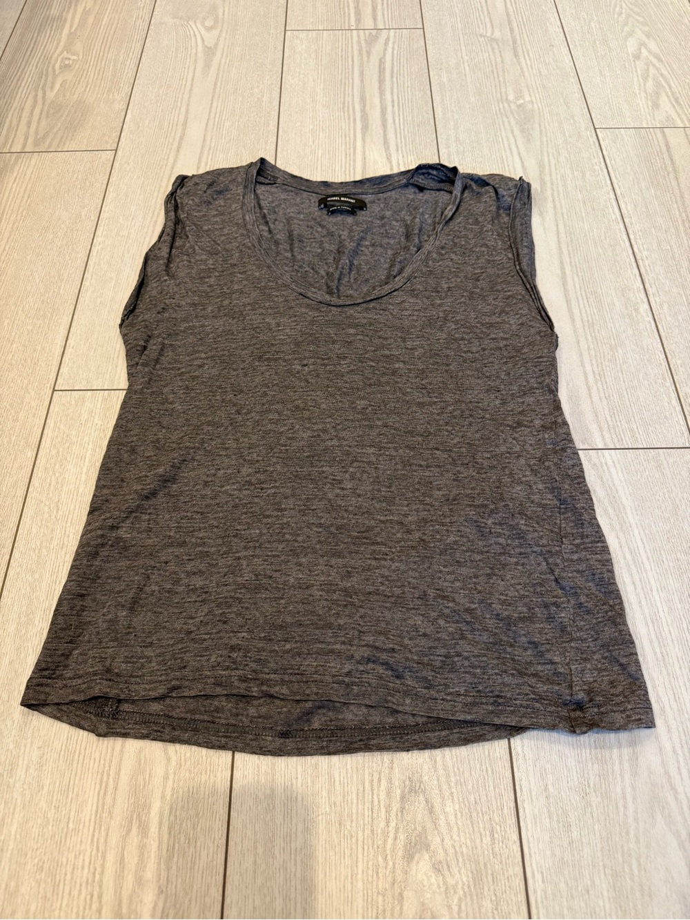 Isabel Marant Maik 100% line tank top gray cap sleeve tee summer luxury small